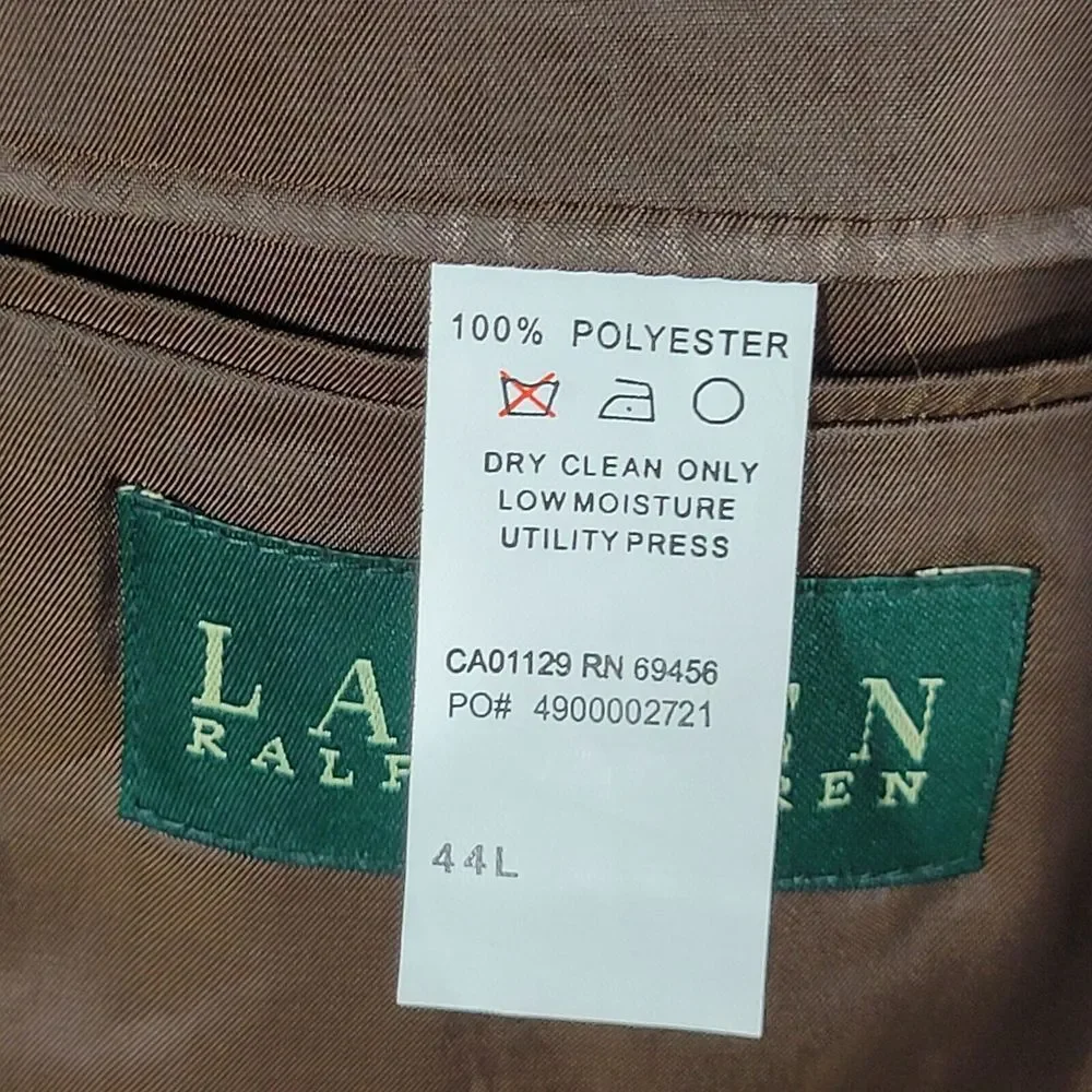 Lauren Ralph Lauren Men's Sport Coat Blazer Two Button Brown Suede Polyester 44L